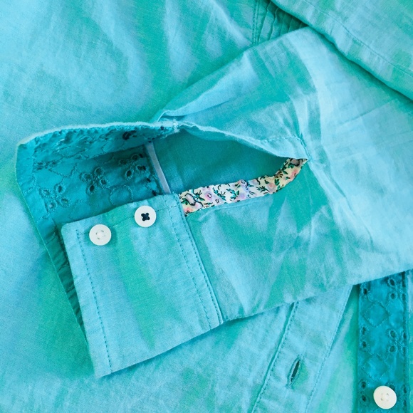 Tommy Hilfiger Womens Shirt Blue Floral Trim - Picture 7 of 8